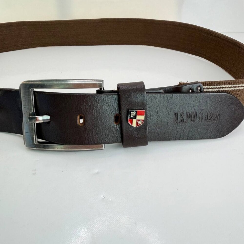 Men’s U.S. Polo Assn. Leather & Canvas Belt - Size 32 - Picture 12 of 13